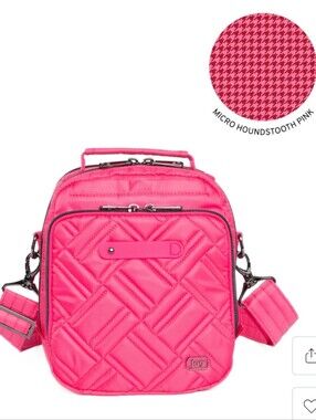 $75 Retail NWOT Lug Pink Skeeter Bridge Crossbody With Preppy Houndstooth Lining